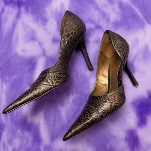 Carlos Santana vtg y2k brown pointy toe leather moc croc heels